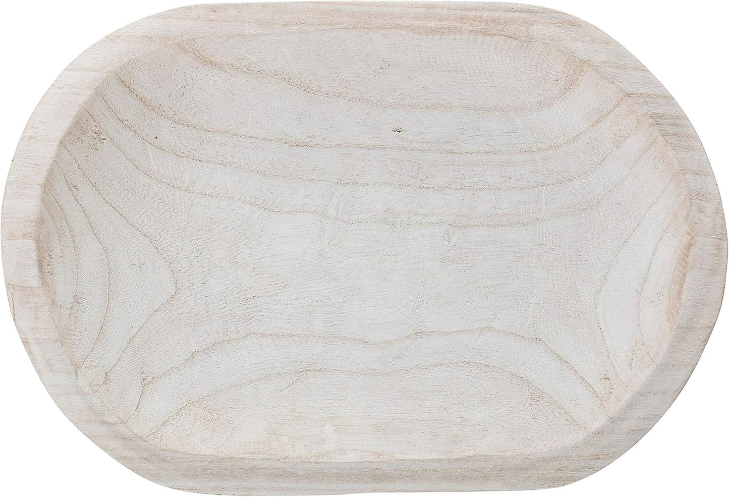 Bloomingville Hand-Carved Paulownia Wood Bowl with Whitewashed Finish