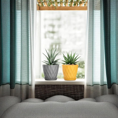 4 Inch Plant Pots, 6 Pack Indoor Flower Pots, Planters with Drainage Holes and Trays for Orchids, Violets, Succulents, Herbs, and Other Plants,Corolful