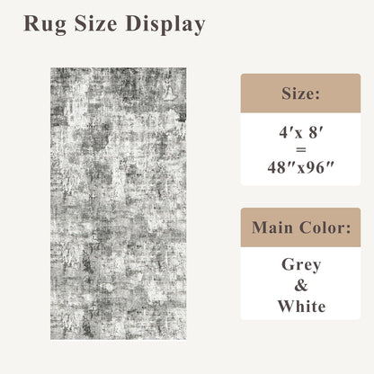 2x3 Washable Non-Slip Area Rug - Soft Low Pile Throw Rug for Kitchen Entryway Bedroom - Modern Indoor Door Mat with Rubber Backing (Beige Grey) - Colors B