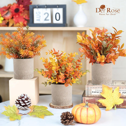 Der Rose 3 Pack Mini Potted Fake Plants Artificial Plastic Eucalyptus Plants Topiaries for Home Office Desk Farmhouse Shelf Room Bathroom Decor(Sage Green)