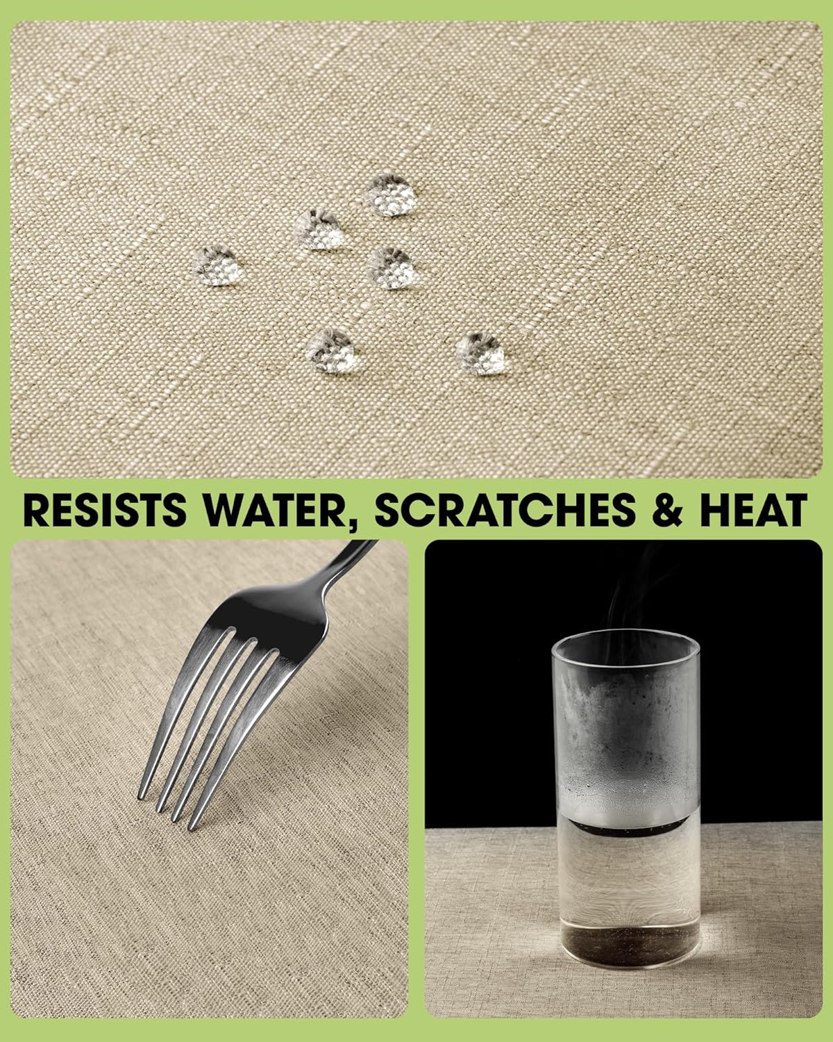 Pureegg Rectangle Linen Tablecloth Waterproof & Stain Resistant, Wrinkle-Free Table Cloth Adds Elegance and Protection, Ideal for Dining, Party, Wedding and Outdoor, 52 x 70 Inch, Sage Green