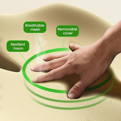 Benazcap Memory Foam Seat Cushion for Office Chair, Ergonomic Chair Cushions for Tailbone Pain Relief, Sciatica & Back Support, Office Chair Cushion & Car Seat Cushion
