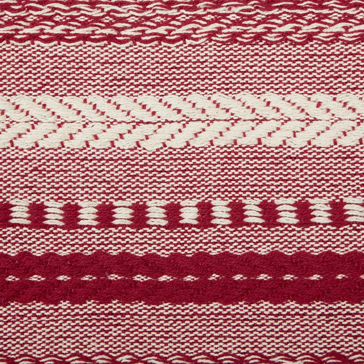DII Farmhouse Braided Stripe Table Runner Collection, 15x72 (15x77, Fringe Included), Black