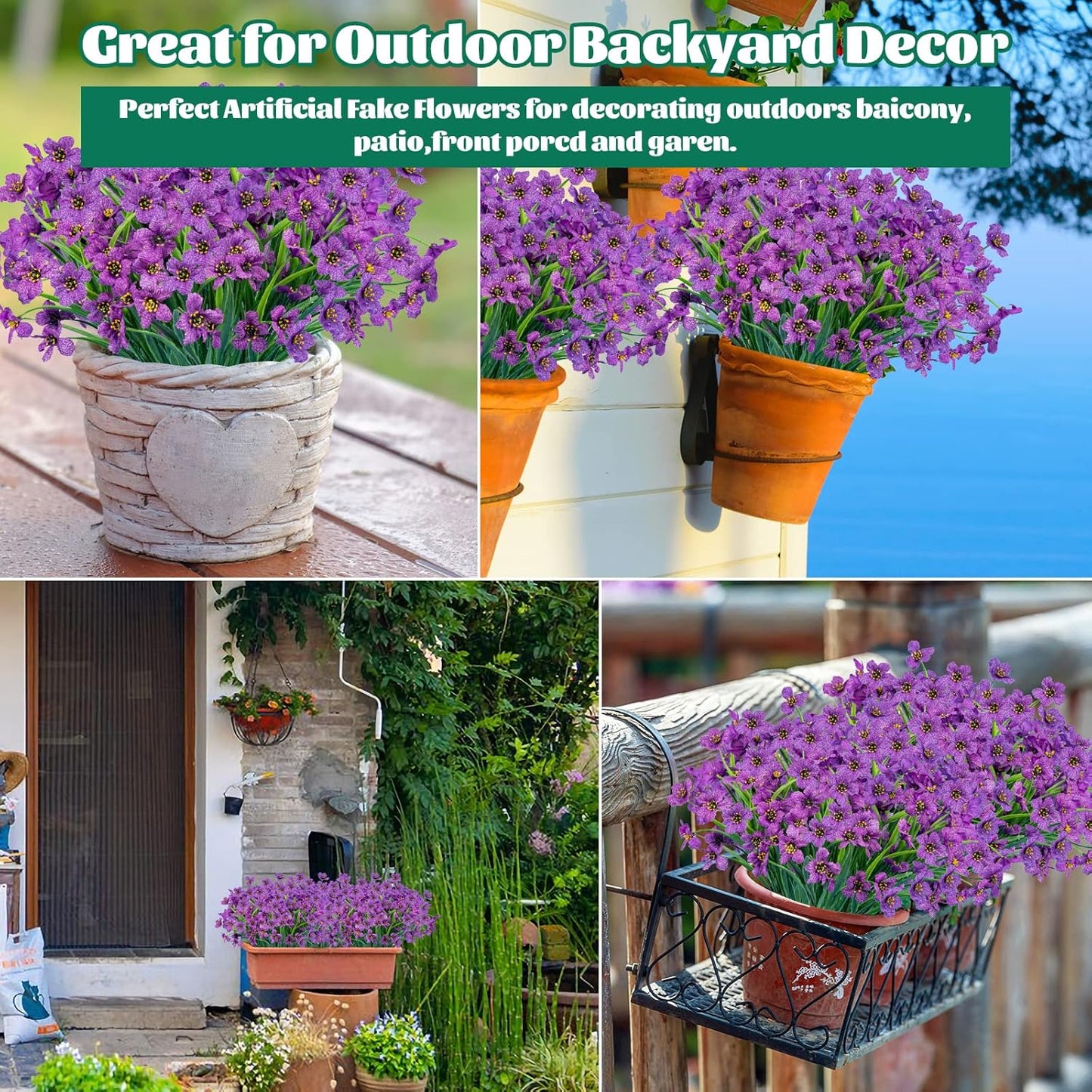 Lnoicy Artificial Greenery Plants Outdoor UV Resistant Fake Plants Boxwood Shrubs Grass,20 Bundles for Farmhouse Home Garden Office Patio Backyard Wedding and Indoor Outdoor Decoration