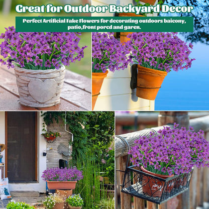 Lnoicy Artificial Greenery Plants Outdoor UV Resistant Fake Plants Boxwood Shrubs Grass,20 Bundles for Farmhouse Home Garden Office Patio Backyard Wedding and Indoor Outdoor Decoration