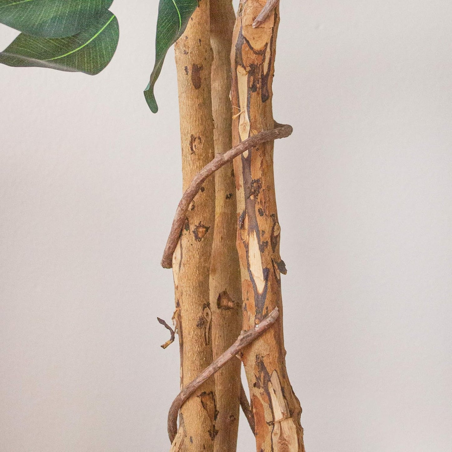 Nearly Natural 4ft Triple Trunk Ficus Silk Tree with Natural Wood Trunks and Dense Foliage, Mid-Size Faux Floor Plant for Home and Office