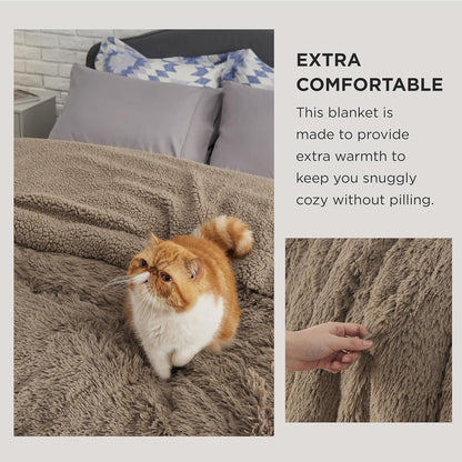 Bedsure GentleSoft Fluffy Fuzzy Faux Fur Throw Blanket for Couch, Soft Sherpa Fleece Cozy Gifts for Women, Plush Bed Blanket Room Decor for Men, Thick Warm Minky Teen Gifts Winter Bedding