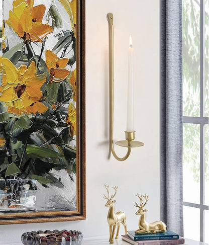 Metal Wall Candle Sconce Holder Set of 2 Wall Mount Candle Holders Modern Wall Candle Sconces Hanging for Living Room Farmhouse Fireplace Wedding 16.5"×5"×3" (Black)