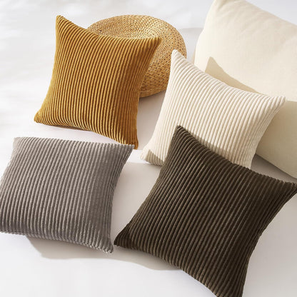 Topfinel Decorative Throw Pillow Covers Cushion Cases, Set of 4 Soft Velvet Modern Double-Sided Designs, Mix and Match for Boho Farmhouse Fall Home Decor (18x18 inch, Orange/Teal)