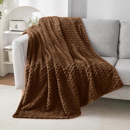 EXQ Home Fleece Throw Blanket for Couch or Bed - 3D Imitation Turtle Shell Jacquard Decorative Blankets - Cozy Soft Lightweight Fuzzy Flannel Blanket Suitable for All Seasons(50"×60",Beige)