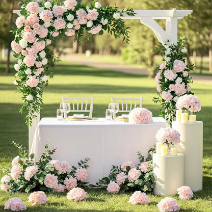 Auihiay 64 PCS Artificial Hydrangea Flowers, Silk Hydrangea Full Flowers Heads with Stems for Wedding Centerpieces, Home, Garden, Baby Shower, Party Decoration (Ivory)
