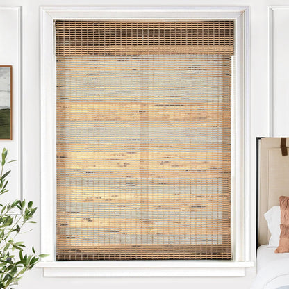 UNISHADES Cordless Bamboo Roman Shades for Windows, Blinds Size (30.5" W ×48" H) Colour (Highfield Teak)