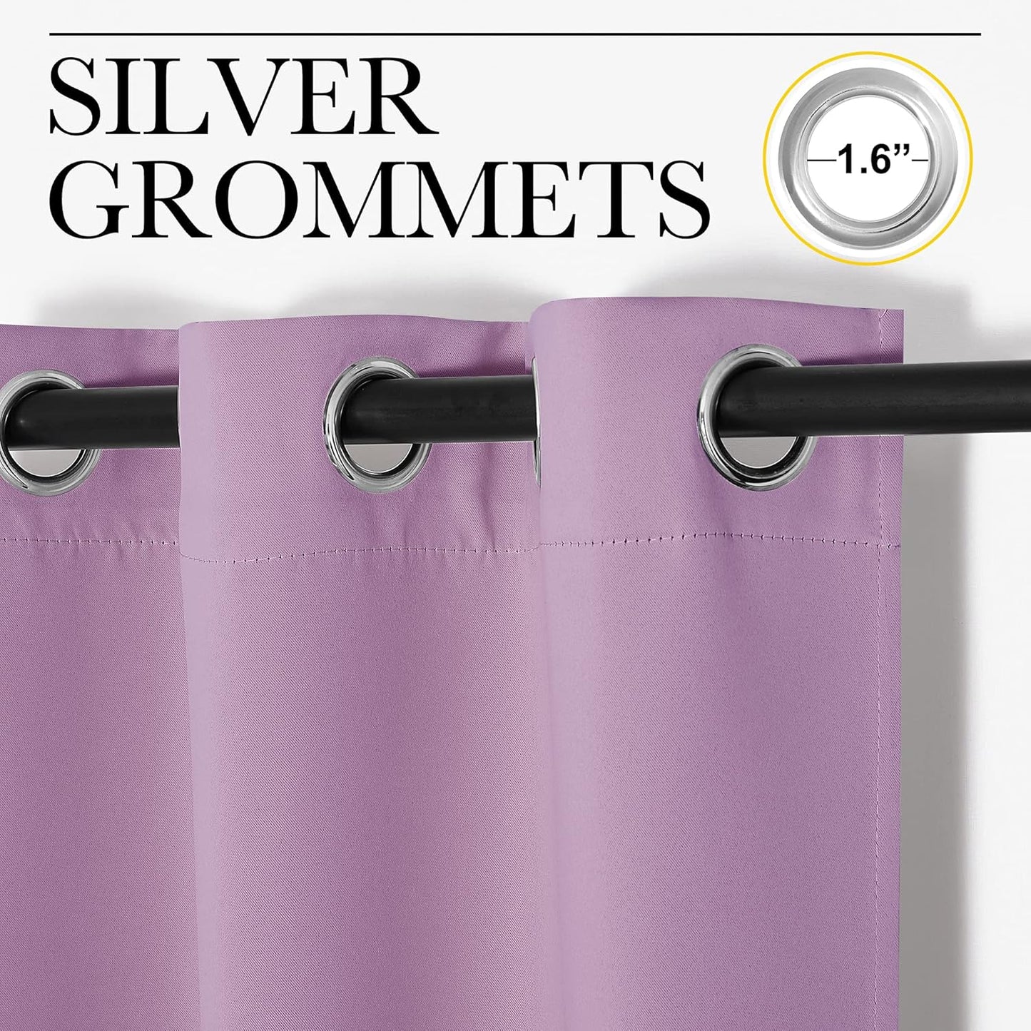 NICETOWN Halloween Pitch Black Solid Thermal Insulated Grommet Blackout Curtains/Drapes for Bedroom Window (2 Panels, 42 inches Wide by 63 inches Long, Black) - Colors B