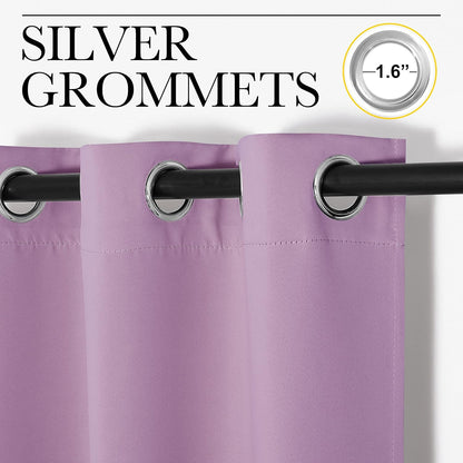 NICETOWN Halloween Pitch Black Solid Thermal Insulated Grommet Blackout Curtains/Drapes for Bedroom Window (2 Panels, 42 inches Wide by 63 inches Long, Black) - Colors B