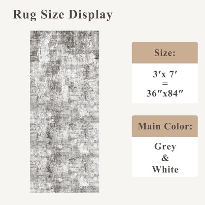 2x3 Washable Non-Slip Area Rug - Soft Low Pile Throw Rug for Kitchen Entryway Bedroom - Modern Indoor Door Mat with Rubber Backing (Beige Grey) - Colors A