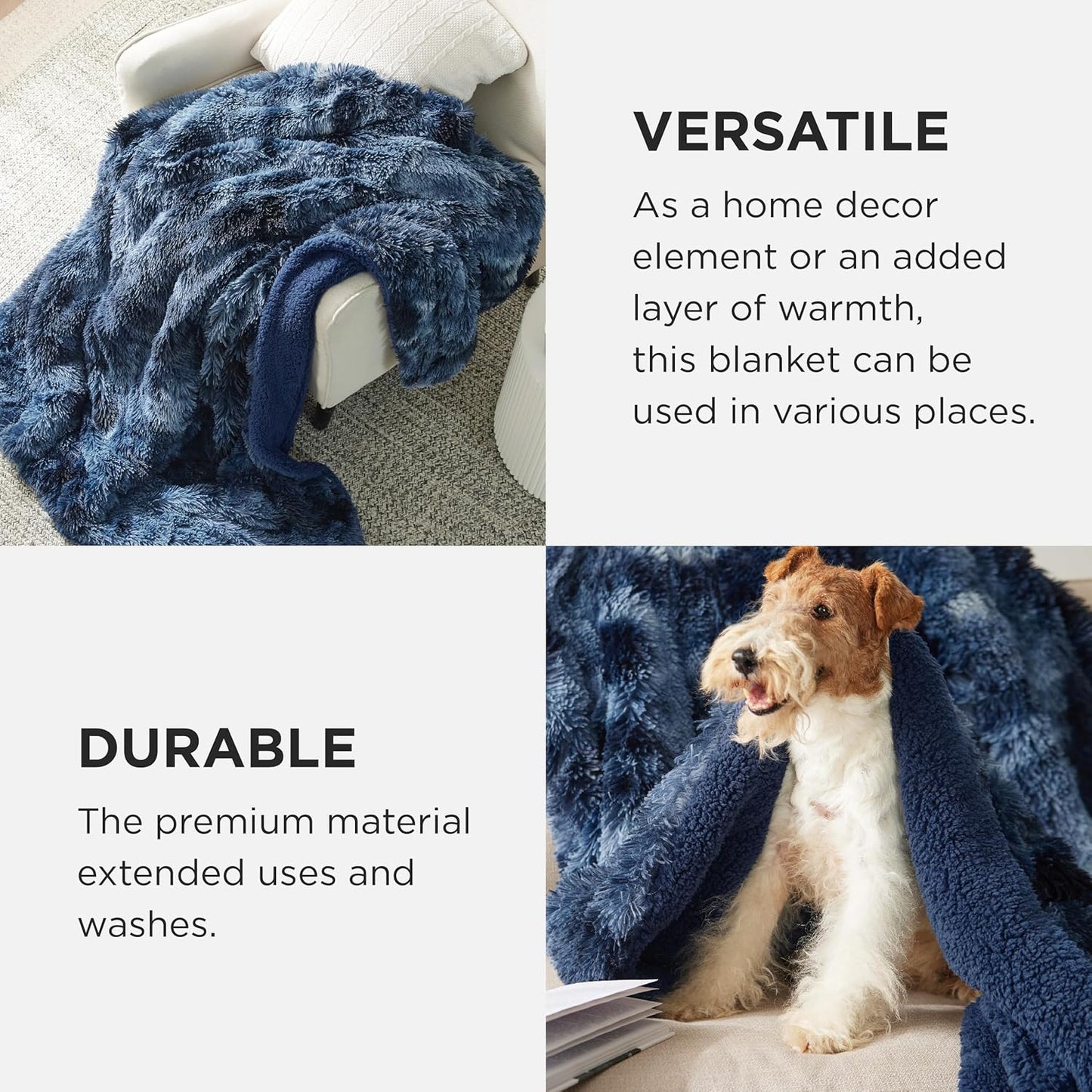 Bedsure GentleSoft Fluffy Fuzzy Faux Fur Throw Blanket for Couch, Soft Sherpa Fleece Cozy Gifts for Women, Plush Bed Blanket Room Decor for Men, Thick Warm Minky Teen Gifts Winter Bedding