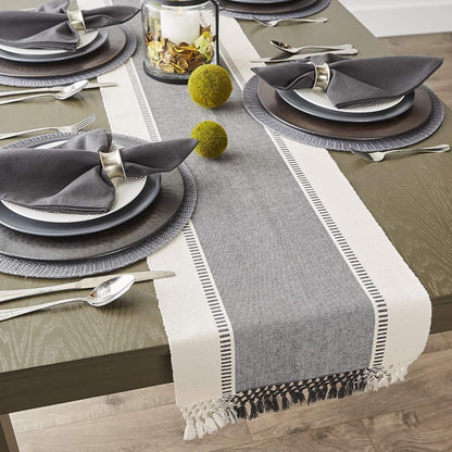 DII Dobby Stripe Woven Table Runner, 13x72-inch, French Blue