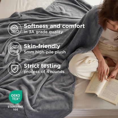 Bedsure GentleSoft Fleece Throw Blanket for Couch Grey - Lightweight Plush Fuzzy Cozy Soft Blankets and Throws for Sofa, Couch, Travel, Camping, 50x60 inches - Colors A