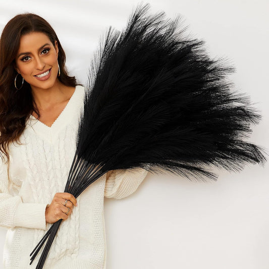 Faux Pampas Grass, 9 PCS 37''/3.1FT Tall Fluffy Fake Pompas Floral, Large Artificial Pompous Grass Branches for Floor Vase Fillers, Boho Farmhouse Room Wedding Decor (Mixed Color)