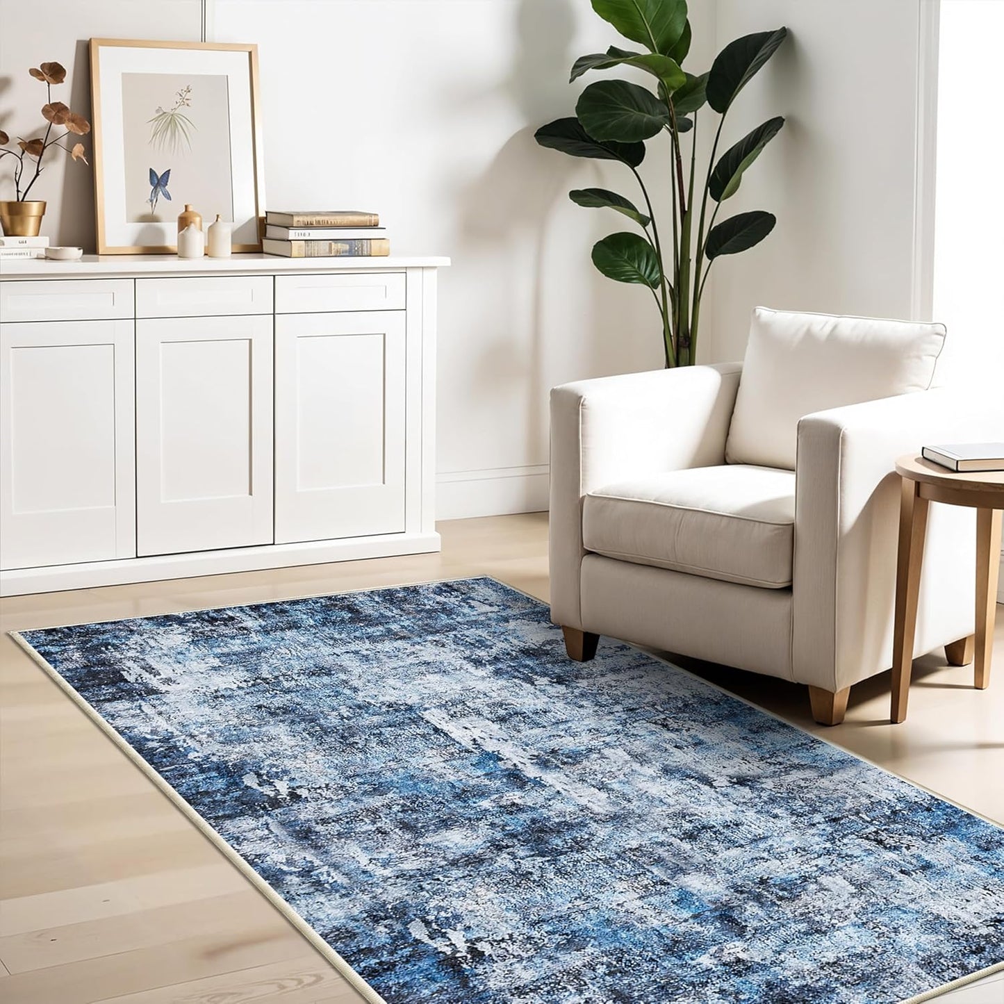 2x3 Washable Non-Slip Area Rug - Soft Low Pile Throw Rug for Kitchen Entryway Bedroom - Modern Indoor Door Mat with Rubber Backing (Beige Grey) - Colors B