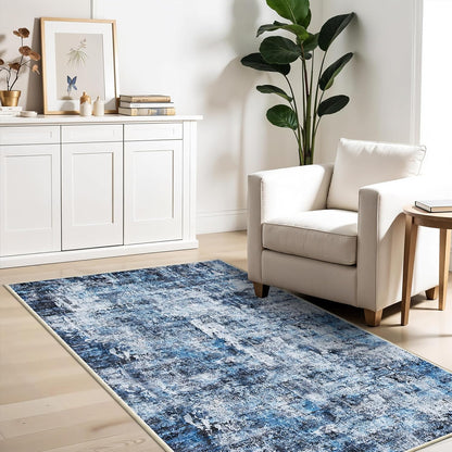2x3 Washable Non-Slip Area Rug - Soft Low Pile Throw Rug for Kitchen Entryway Bedroom - Modern Indoor Door Mat with Rubber Backing (Beige Grey) - Colors B