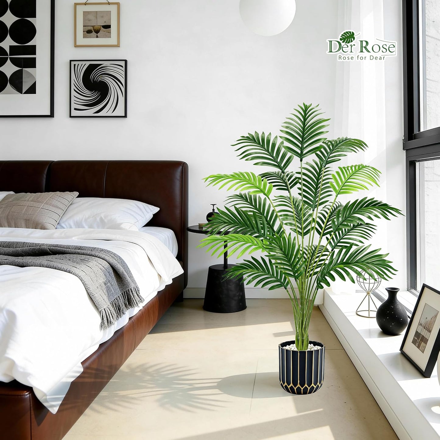 Der Rose 44" Fake Palm Tree Artificial Tree Faux Plant for Indoor and Outdoor Home Office Living Room Porch and Balcony Decor