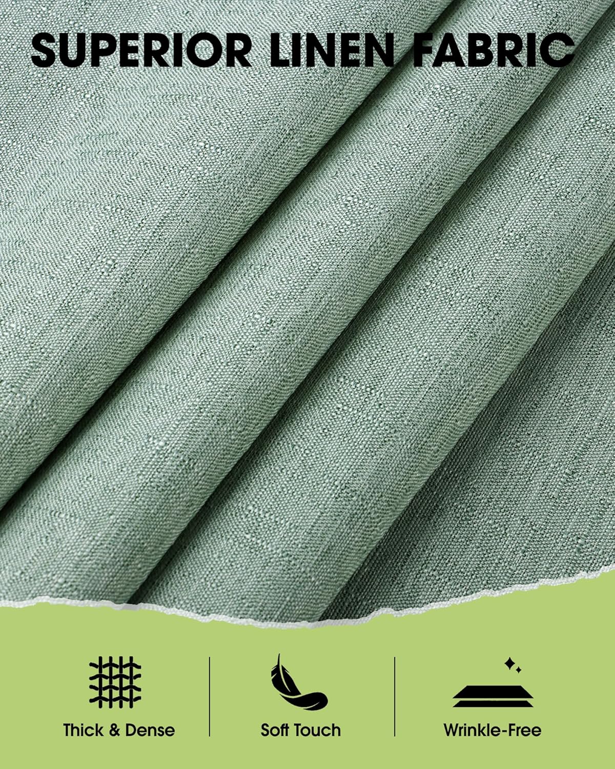 Pureegg Rectangle Linen Tablecloth Waterproof & Stain Resistant, Wrinkle-Free Table Cloth Adds Elegance and Protection, Ideal for Dining, Party, Wedding and Outdoor, 52 x 70 Inch, Sage Green