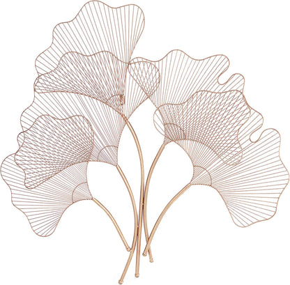 Deco 79 Metal Floral Home Wall Decor Ginkgo Leaf Wire Wall Sculpture, Wall Art 35" x 1" x 34", Copper