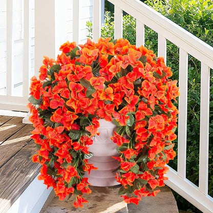 Faux Bougainvillea Artificial Flowers Plants for Outdoor Outside Decoration, 2 PCS Red Fake Flowers UV Resistant Look Real Silk Long Trailing Vines for Front Door Porch Planter Urn Patio Garden Yard