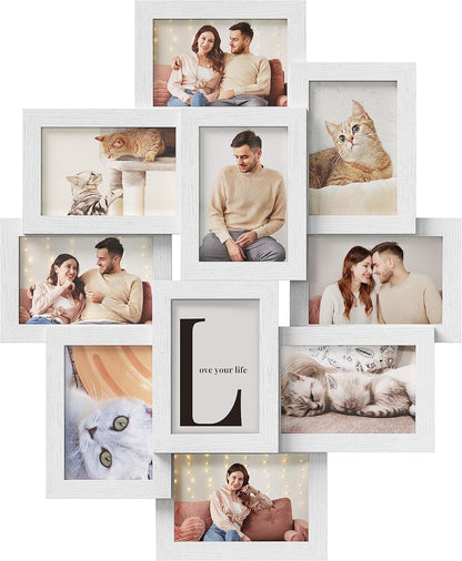 SONGMICS 4x6 Collage Picture Frames, 10-Pack Photo Collage Frame for Wall Decor, Glass Front, Assembly Required, Ink Black URPF20BK