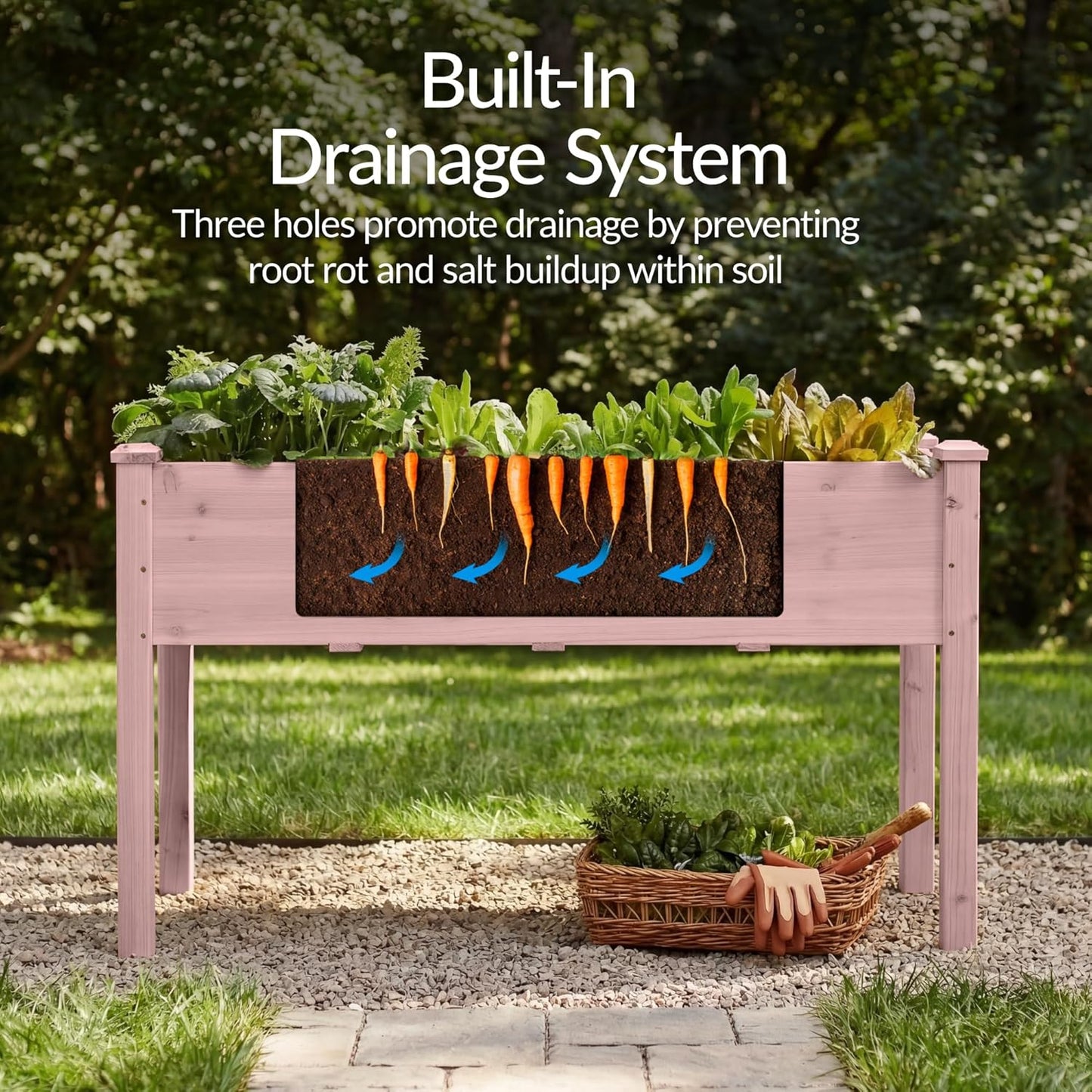 Best Choice Products 72x24x30in Raised Garden Bed, Elevated Wood Planter Box Stand for Backyard, Patio, Balcony w/Divider Panel, 6 Legs, 300lb Capacity - Natural