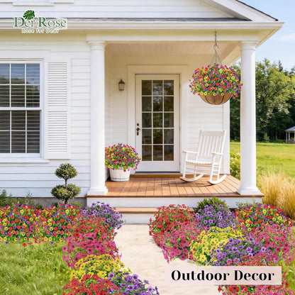 Der Rose 12 Bundles Artificial Flowers for Outdoors Fake Flowers Plants Spring Summer Decoration UV Resistant for Outside Home Porch Patio Garden Decor