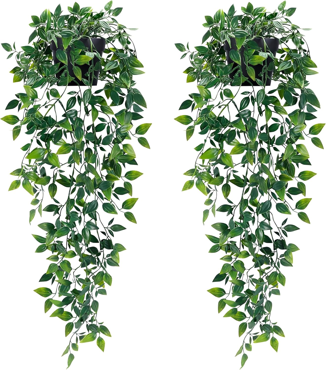 Waipfaru 4Pcs Fake Hanging Plants 2.7ft Fake Plants Eucalyptus Leaves UV Resistant Fake Vines Ivy Artificial Plants Outdoor Faux Plants Indoor Bedroom Living Room Boho Wall Porch Shelf Decor