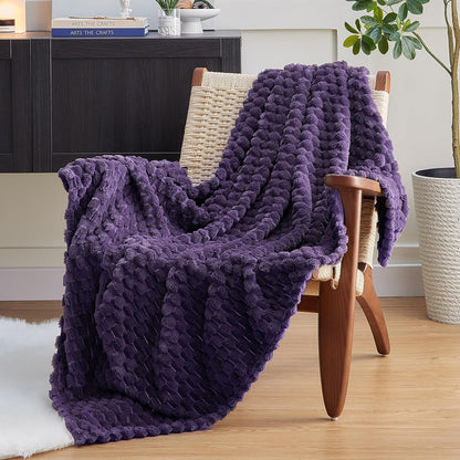 EXQ Home Fleece Throw Blanket for Couch or Bed - 3D Imitation Turtle Shell Jacquard Decorative Blankets - Cozy Soft Lightweight Fuzzy Flannel Blanket Suitable for All Seasons(50"×60",Beige)