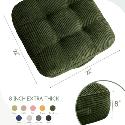 HIGOGOGO 6" Extra Thick Floor Pillow Cushion for Adults, Meditation Cushion Pillow, Large Square Floor Sitting, Tufted Corduroy Cover, for Tatami Living Room or Yoga, 22x22 Inch, 2Pack, Dark Grey