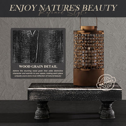 EOSAHR Farmhouse Riser for Room Decor : Decorative Pedestal Stand For Display Your Home Decorations and Uniquely Soap Stand - Rustic Bathroom Counter Tray and Kitchen Decor (Natural Wood)