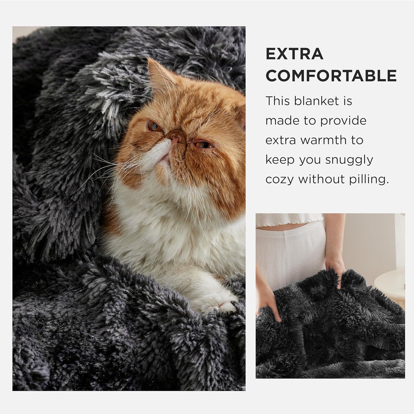 Bedsure GentleSoft Fluffy Fuzzy Faux Fur Throw Blanket for Couch, Soft Sherpa Fleece Cozy Gifts for Women, Plush Bed Blanket Room Decor for Men, Thick Warm Minky Teen Gifts Winter Bedding