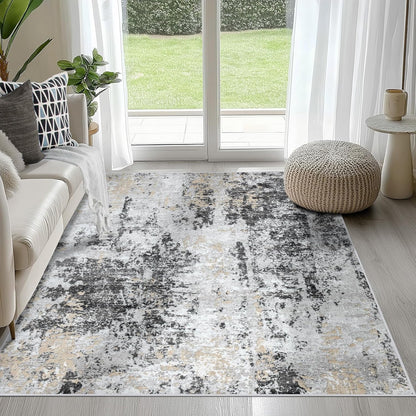 8x10 Area Rugs for Living Room Rug Washable: Abstract Large Rug for Dining Room Bedroom Carpet Non Slip 8 by 10 Indoor Modern Nursery Home Office Blue Grey