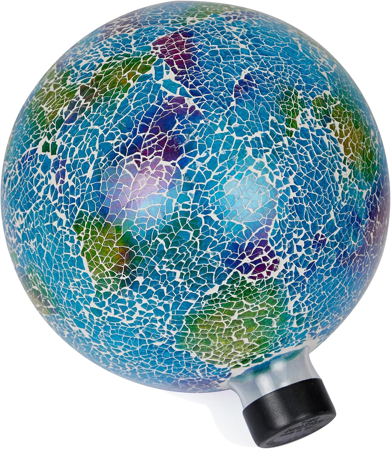 Alpine Corporation 10" Diameter Indoor/Outdoor Glass Mosaic Gazing Globe Yard Decoration, Purple Pearlized Petals Design