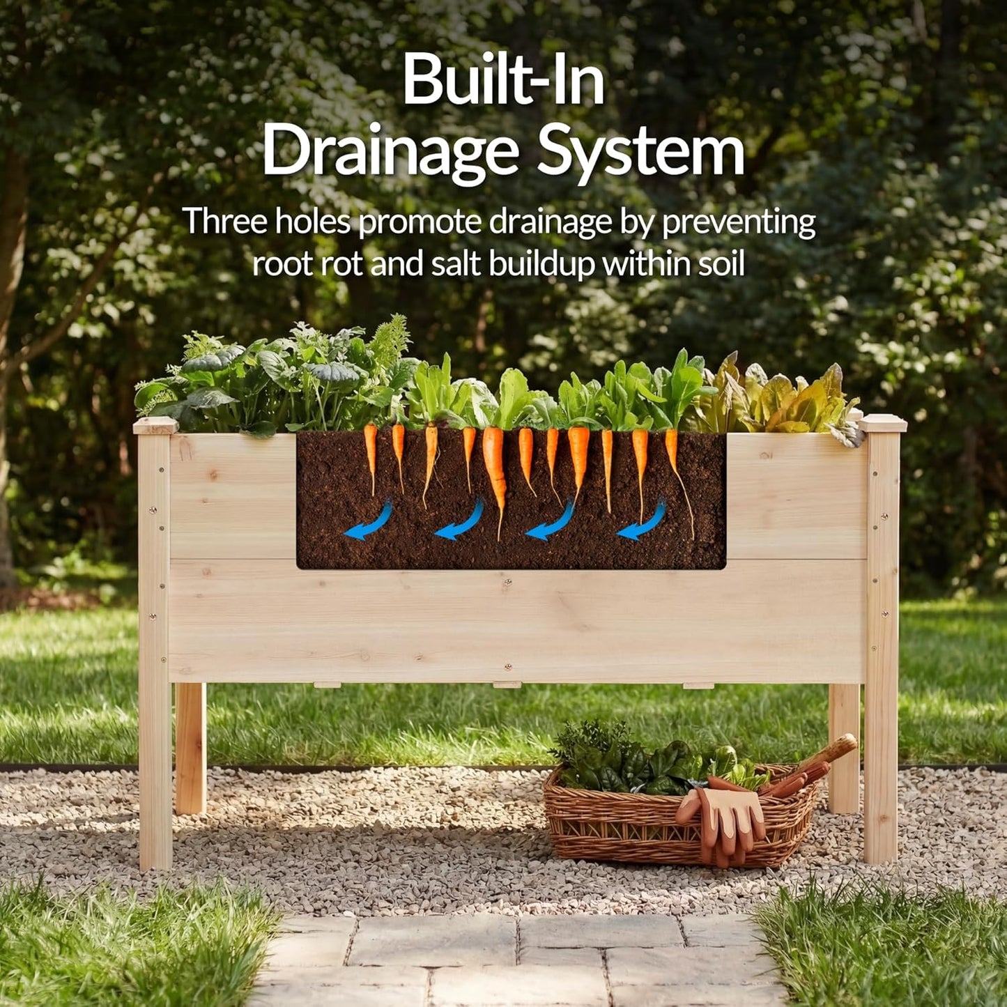 Best Choice Products 72x24x30in Raised Garden Bed, Elevated Wood Planter Box Stand for Backyard, Patio, Balcony w/Divider Panel, 6 Legs, 300lb Capacity - Natural