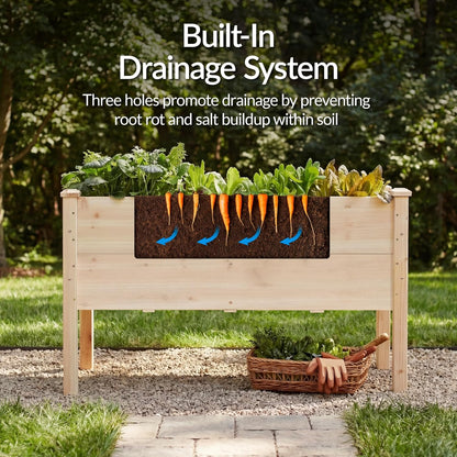 Best Choice Products 72x24x30in Raised Garden Bed, Elevated Wood Planter Box Stand for Backyard, Patio, Balcony w/Divider Panel, 6 Legs, 300lb Capacity - Natural