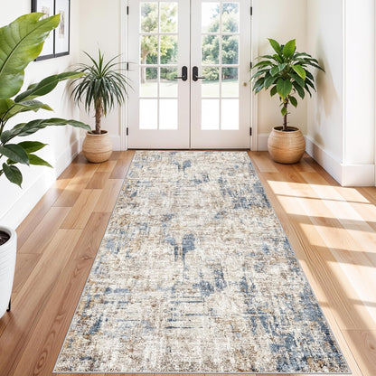 2x3 Washable Non-Slip Area Rug - Soft Low Pile Throw Rug for Kitchen Entryway Bedroom - Modern Indoor Door Mat with Rubber Backing (Beige Grey) - Colors A