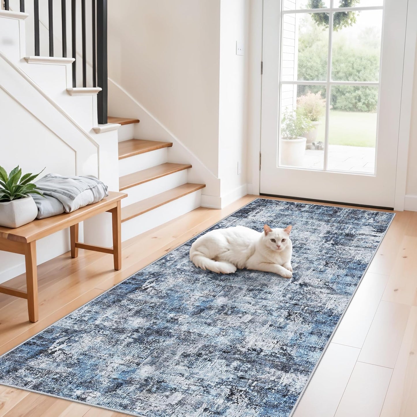 2x3 Washable Non-Slip Area Rug - Soft Low Pile Throw Rug for Kitchen Entryway Bedroom - Modern Indoor Door Mat with Rubber Backing (Beige Grey) - Colors A