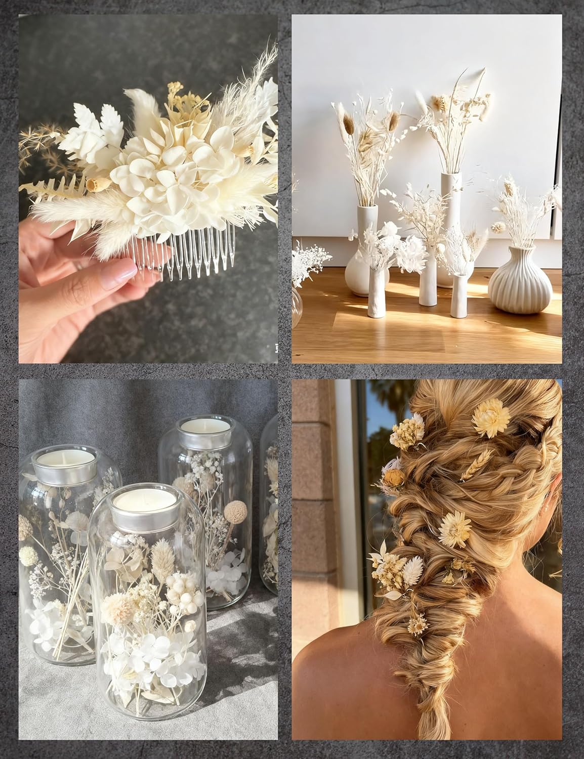 DIY Natural Dried Flower Set, Bulk Dried Flowers for Vase, Dried Flowers with Stems, Dried Roses, Mini Dried Flower Bouquets.(Brown)