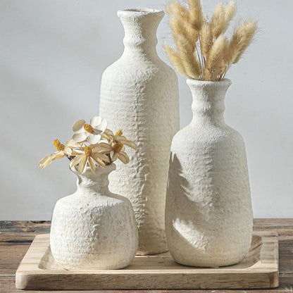 Ceramic Vase Set of 3 | Neutral Vase Home Decor with Handle | Pottery Modern Farmhouse Vases Pampas Grass Flower Vases for Home Decor Table Living Room Centerpieces Mantel Decor - Multicolor