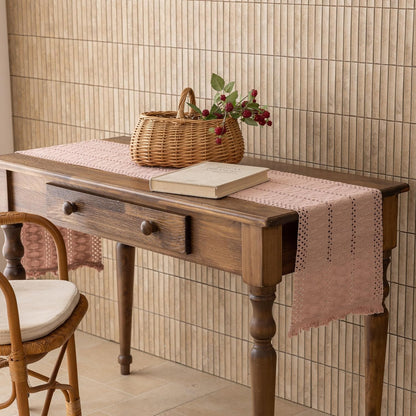 Keketoarrange Boho Sage Green Table Runner for Summer Home Decorations 12x72 Inches Farmhouse Small Macrame Woven Burlap Rustic Coffee Dresser Dining Kitchen Centerpiece Bohemian Decor