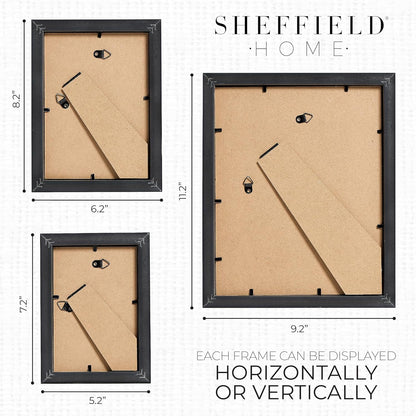 Sheffield Home 9 Piece Gallery Wall Frame Set, 11x14 in. matted to 8x10 in. (Matte Black)