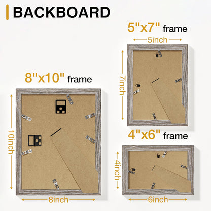 Vittanly 20 Pack Picture Frames Collage Wall Decor, Multi Sizes Including 4pcs 8x10, 8pcs 5x7 and 8pcs 4x6 Photo Frames, Gallery Frame Set for Wall or Tabletop Display, Black, Brown and Dark Grey