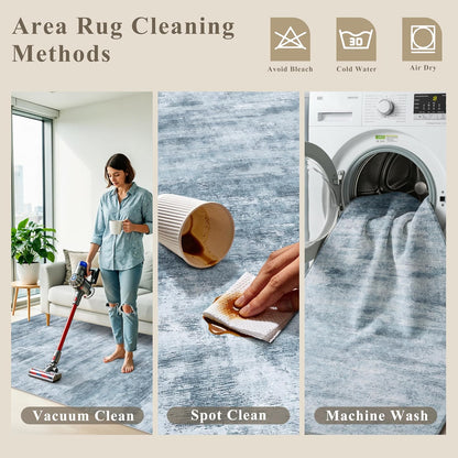 2x3 Washable Non-Slip Area Rug - Soft Low Pile Throw Rug for Kitchen Entryway Bedroom - Modern Indoor Door Mat with Rubber Backing (Beige Grey) - Colors A