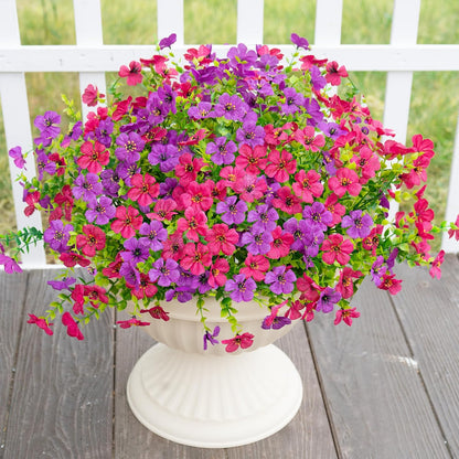 16 Bundles Artificial Fake Flowers Plants for Outdoors Spring Summer Decor,Faux Flowers Plant Silk Daisy UV Resistant for Outside Planters Front Porch Patio Yard Garden Home(Red,Purple,Yellow,Fuchsia)